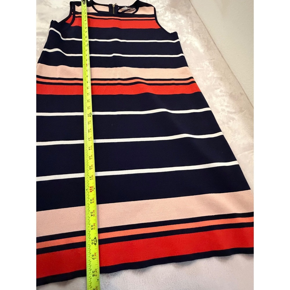 Eliza J Womens 1X Striped Knit Sheath Dress Navy Blue Red Pink Sleeveless Zip - Picture 6 of 6